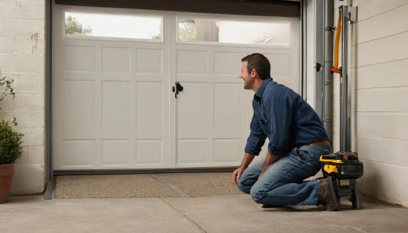 A provider checking garage door springs and tracks for a homeowner in the Glassboro area